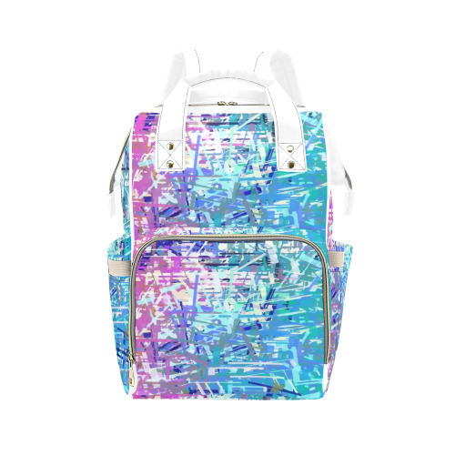 Grunge Urban Graffiti Pink Turquoise Paint Splatter Texture Multi-Function Diaper Backpack/Diaper Bag (Model 1688)