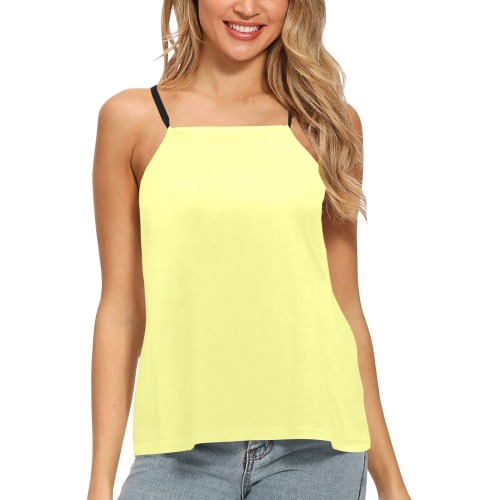 color canary yellow Loose Fit Halter Neck Top (Model T68)