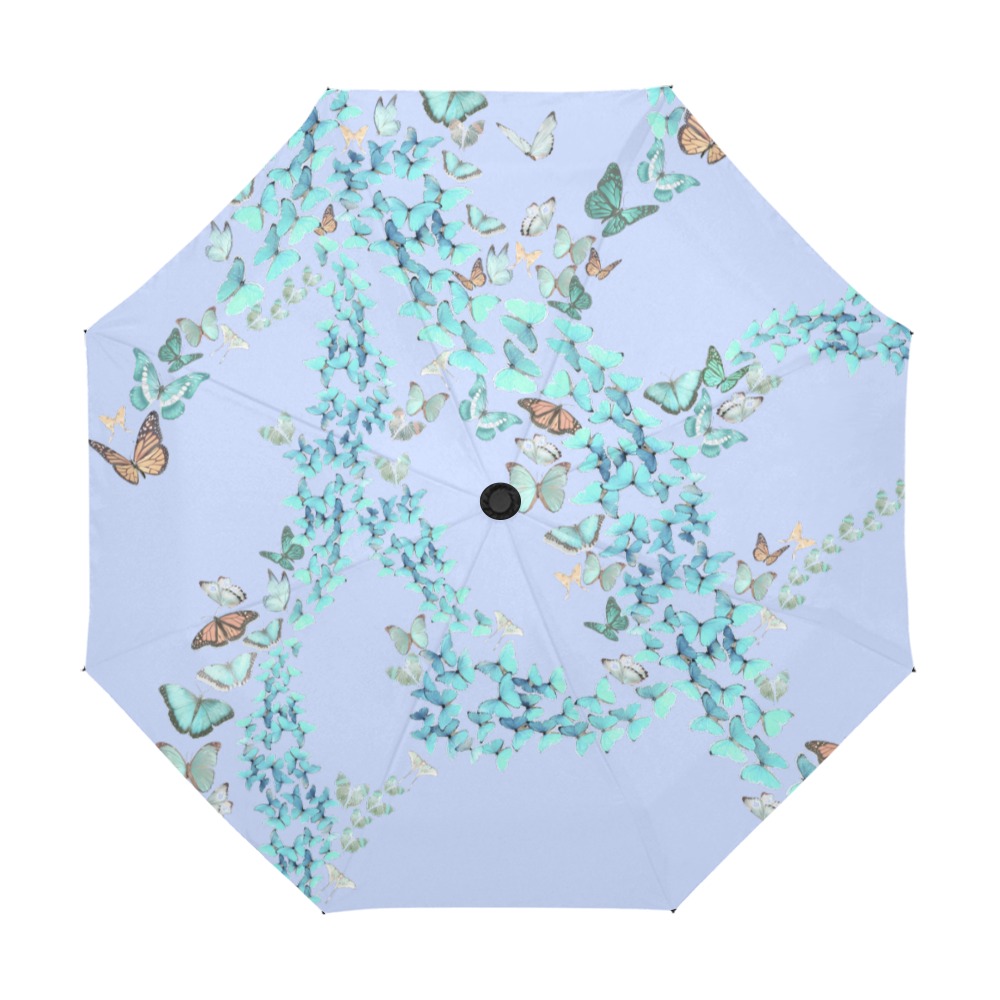 turquoise butterfly.v Anti-UV Auto-Foldable Umbrella (U09)