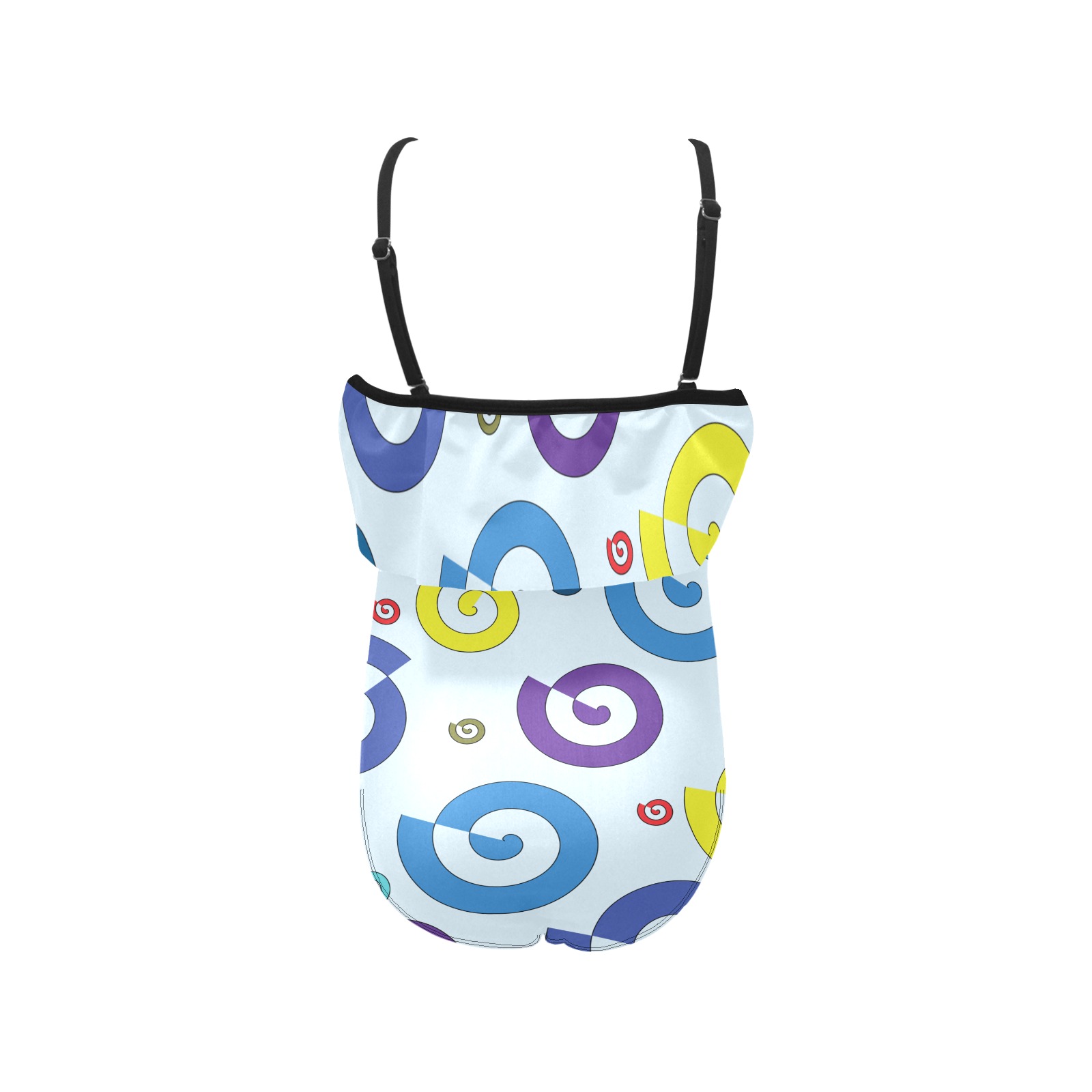 circled B2 blu Kids' Spaghetti Strap Ruffle Swimsuit (Model S26)