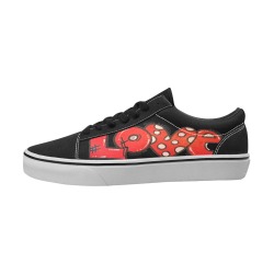 transparent LOVE in Quotes on black Women's Low Top Skateboarding Shoes (Model E001-2)