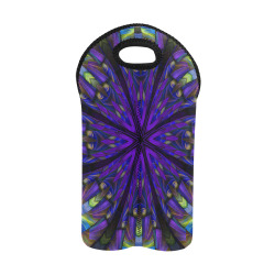 Purple and Green fractal pattern 2-Bottle Neoprene Wine Bag