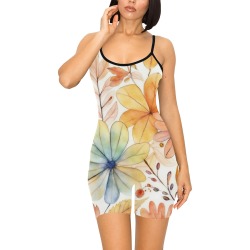 Watercolor Floral 2 Women's Short Yoga Bodysuit