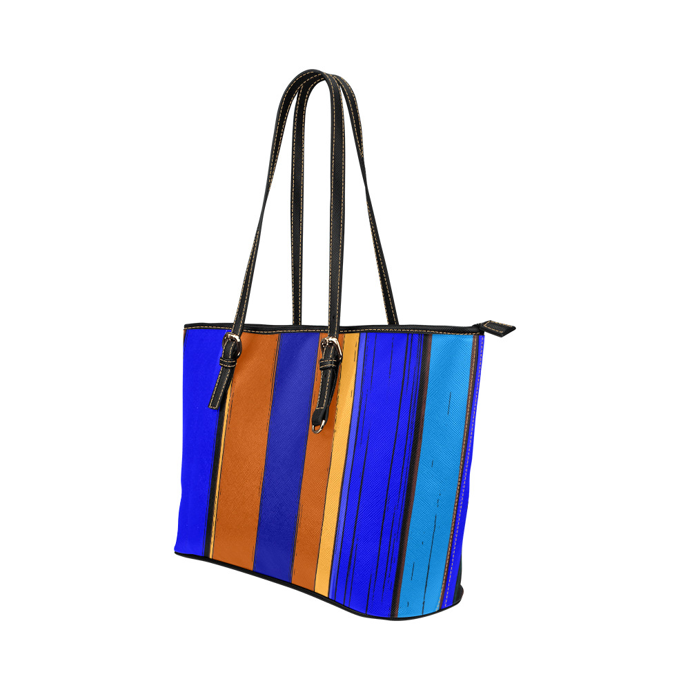 Abstract Blue And Orange 930 Leather Tote Bag/Large (Model 1651)
