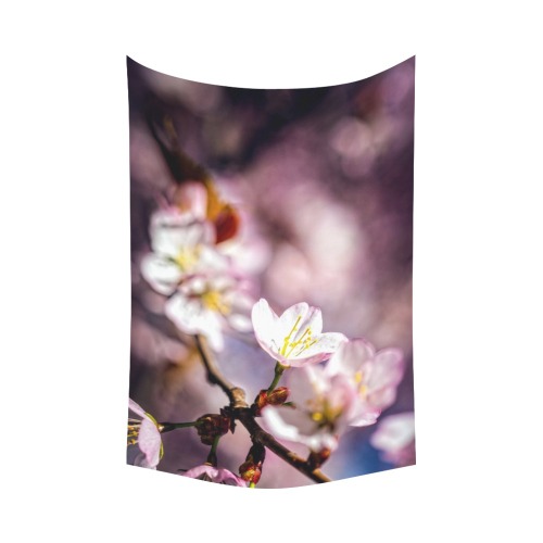Magic of a sakura cherry garden in Hanami season. Polyester Peach Skin Wall Tapestry 90"x 60"