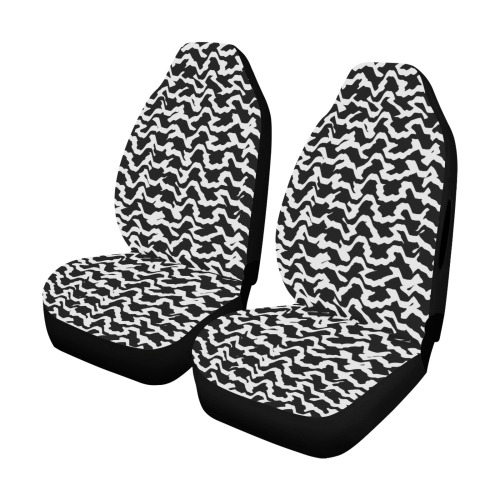 Black & White Zigs & Zags Car Seat Cover Airbag Compatible (Set of 2)