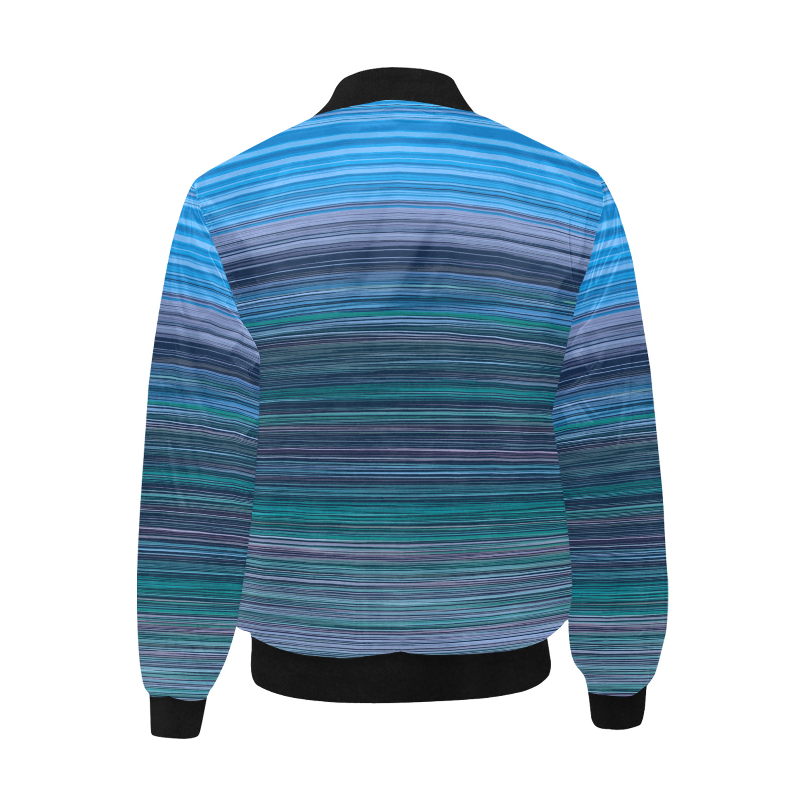 Abstract Blue Horizontal Stripes All Over Print Quilted Bomber Jacket for Men (Model H33)