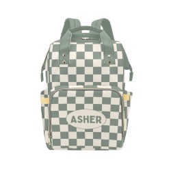 Personalized Retro Checker Diaper Bag Multi-Function Diaper Backpack/Diaper Bag (Model 1688)