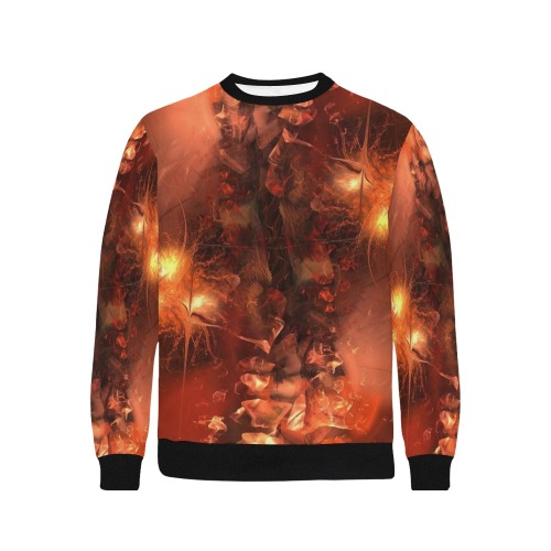 Fractal Men's Rib Cuff Crew Neck Sweatshirt (Model H34)