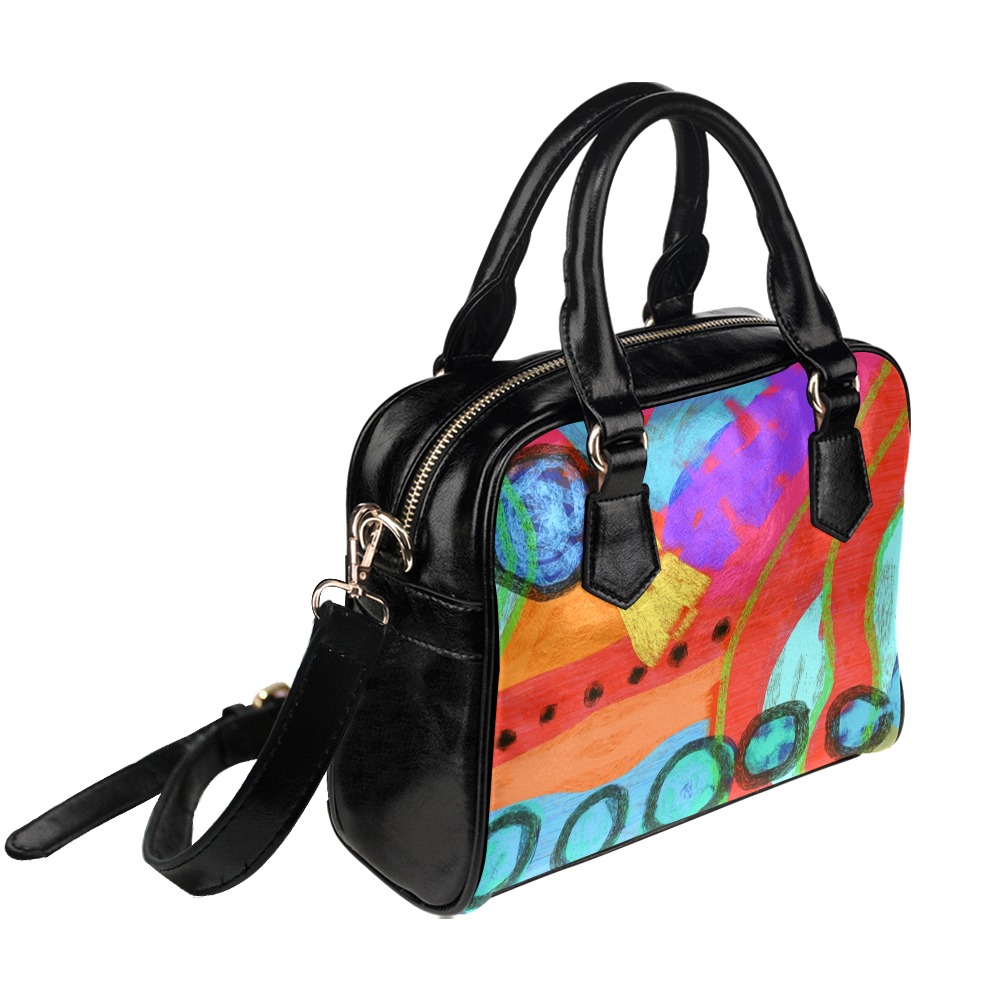 Funky Abstract Art Satchel Purse Shoulder Handbag (Model 1634)