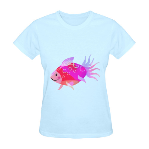 Pink Aquarium Fancy Fish Cartoon Sunny Women's T-shirt (Model T05)