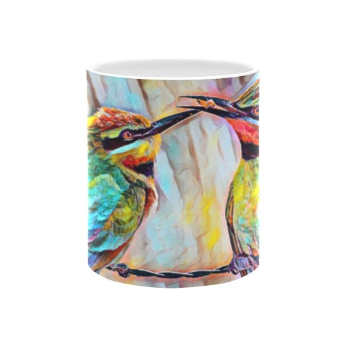 Bee Eaters On Barbed Wire. Oil Painting Custom White Mug (11OZ)