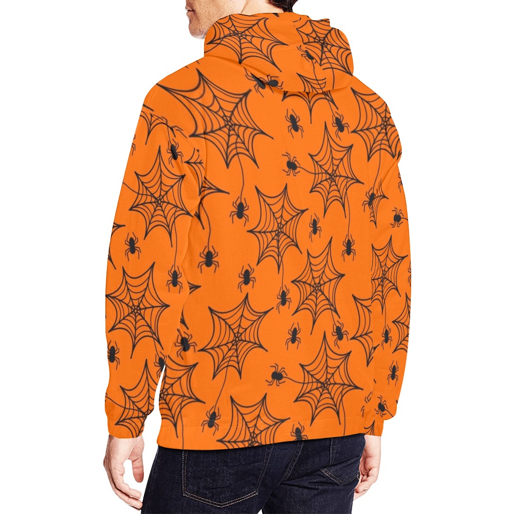 Halloween Spiders and Spider Webs All Over Print Hoodie for Men (USA Size) (Model H13)