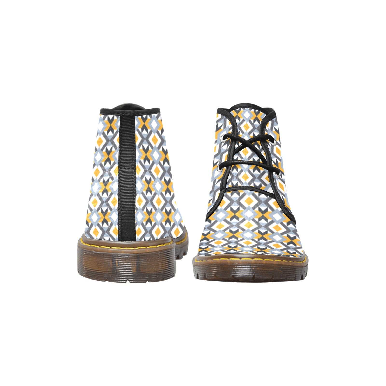 Retro Angles Abstract Geometric Pattern Women's Canvas Chukka Boots (Model 2402-1)