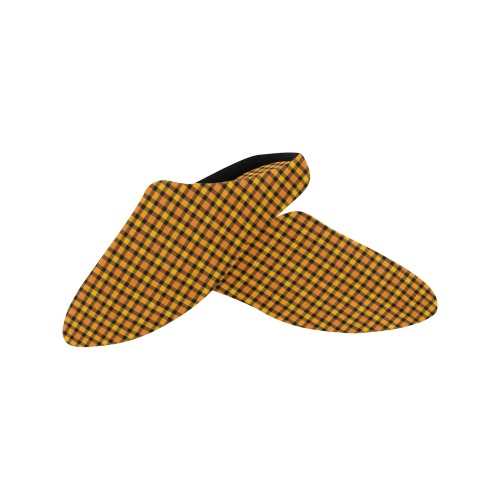 Orange Black Plaid Men's Non-Slip Cotton Slippers (Model 0602)