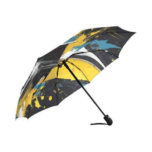 Fantasy sail boat. Yellow, turquoise, white, black Auto-Foldable Umbrella (Model U04)