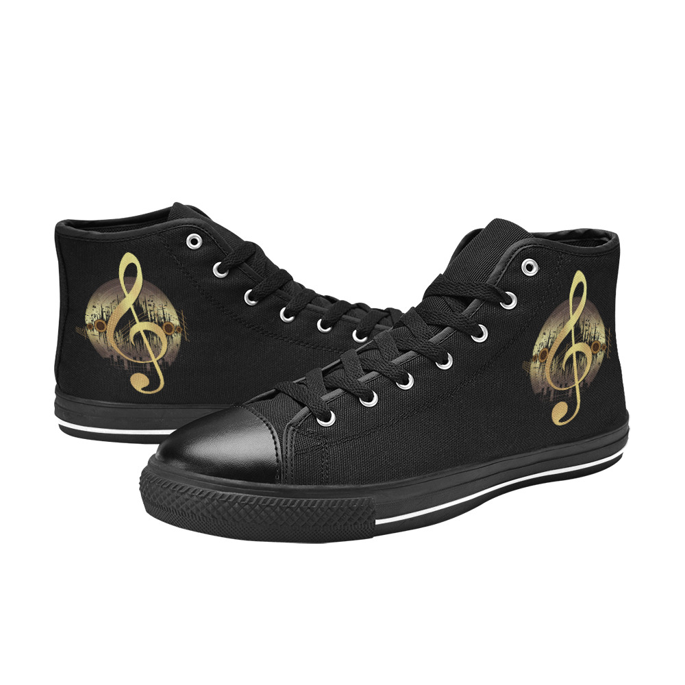 Delightful Tune - Gold Women's Classic High Top Canvas Shoes (Model 017)