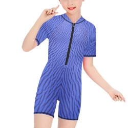 sand -blue Girls' Short-Sleeve One-Piece Swimsuit (Model S19)