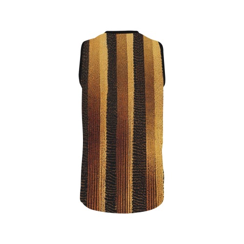 vertical gold and brown striped pattern All Over Print Basketball Jersey
