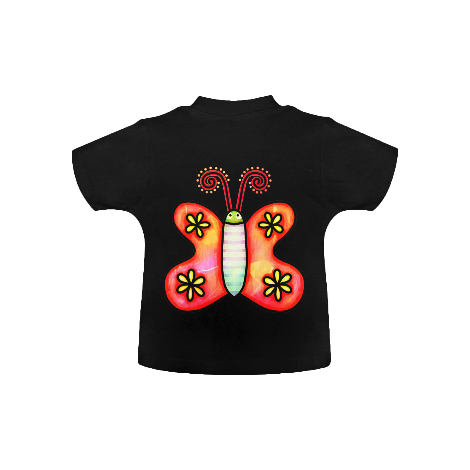 Watercolor Butterfly Doodle Cartoon Baby Classic T-Shirt (Model T30)