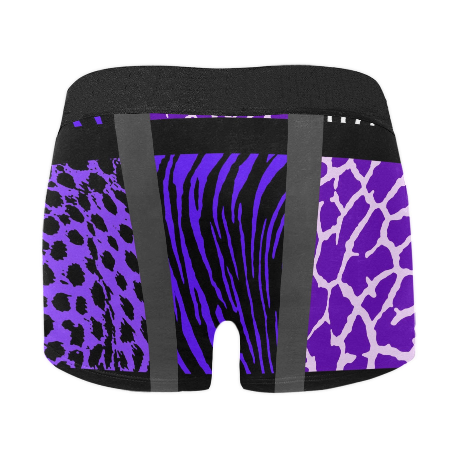 Purple Mixed Animal Print Men's Boxer Briefs w/ Custom Waistband (Merged Design) (Model L10)
