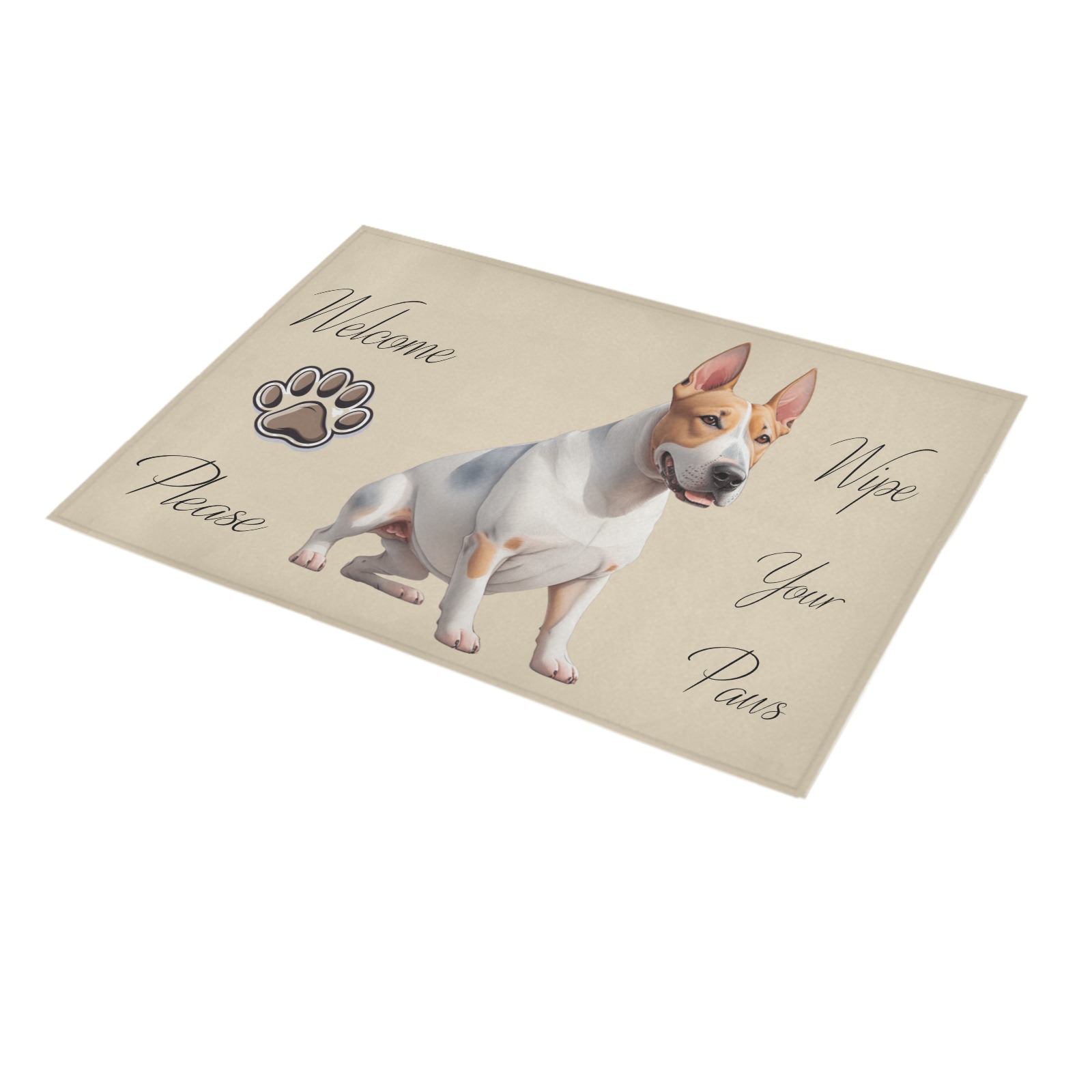 Bull Terrier Please Wipe Your Paws Azalea Doormat 30" x 18" (Sponge Material)