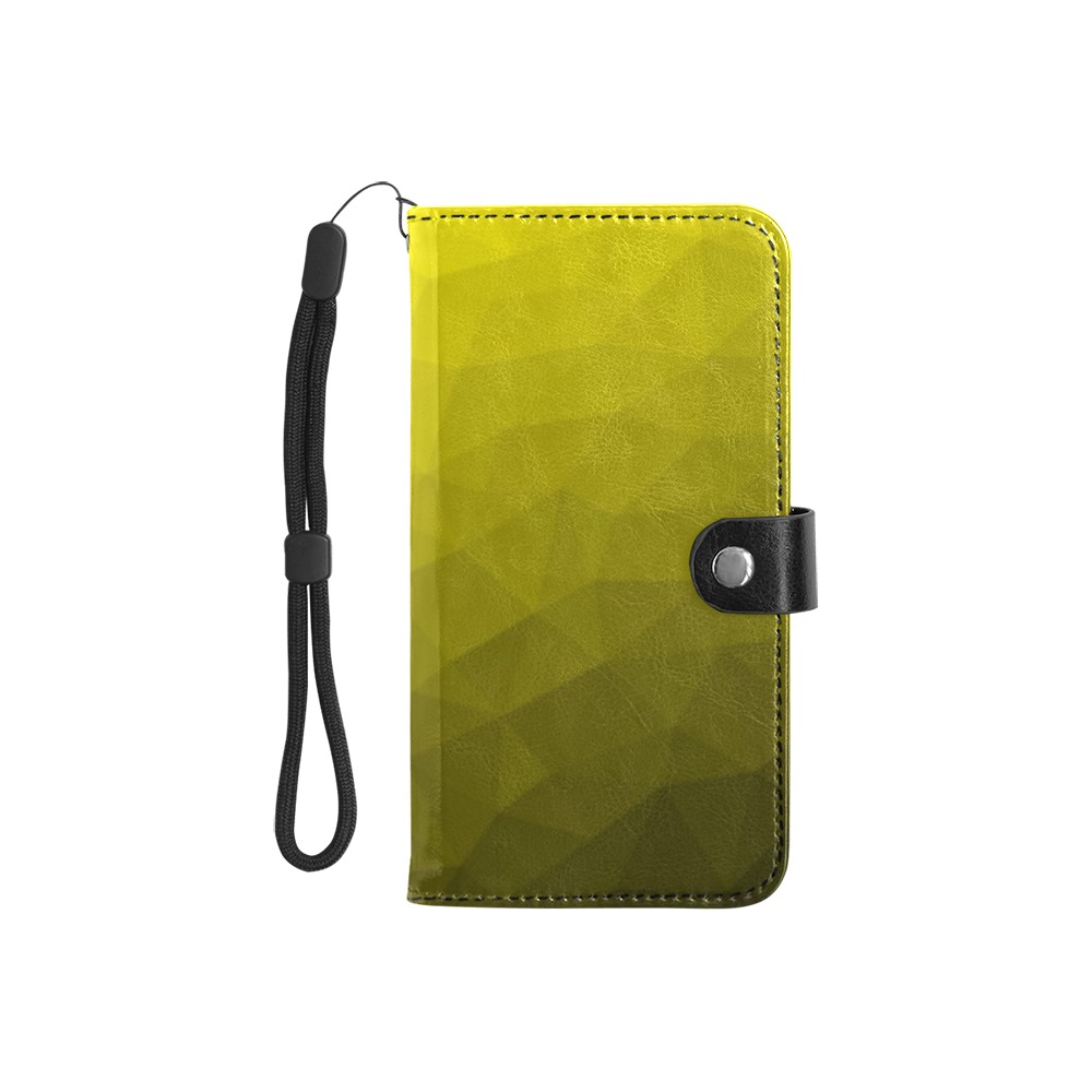 Yellow gradient geometric mesh pattern Flip Leather Purse for Mobile Phone/Small (Model 1704)