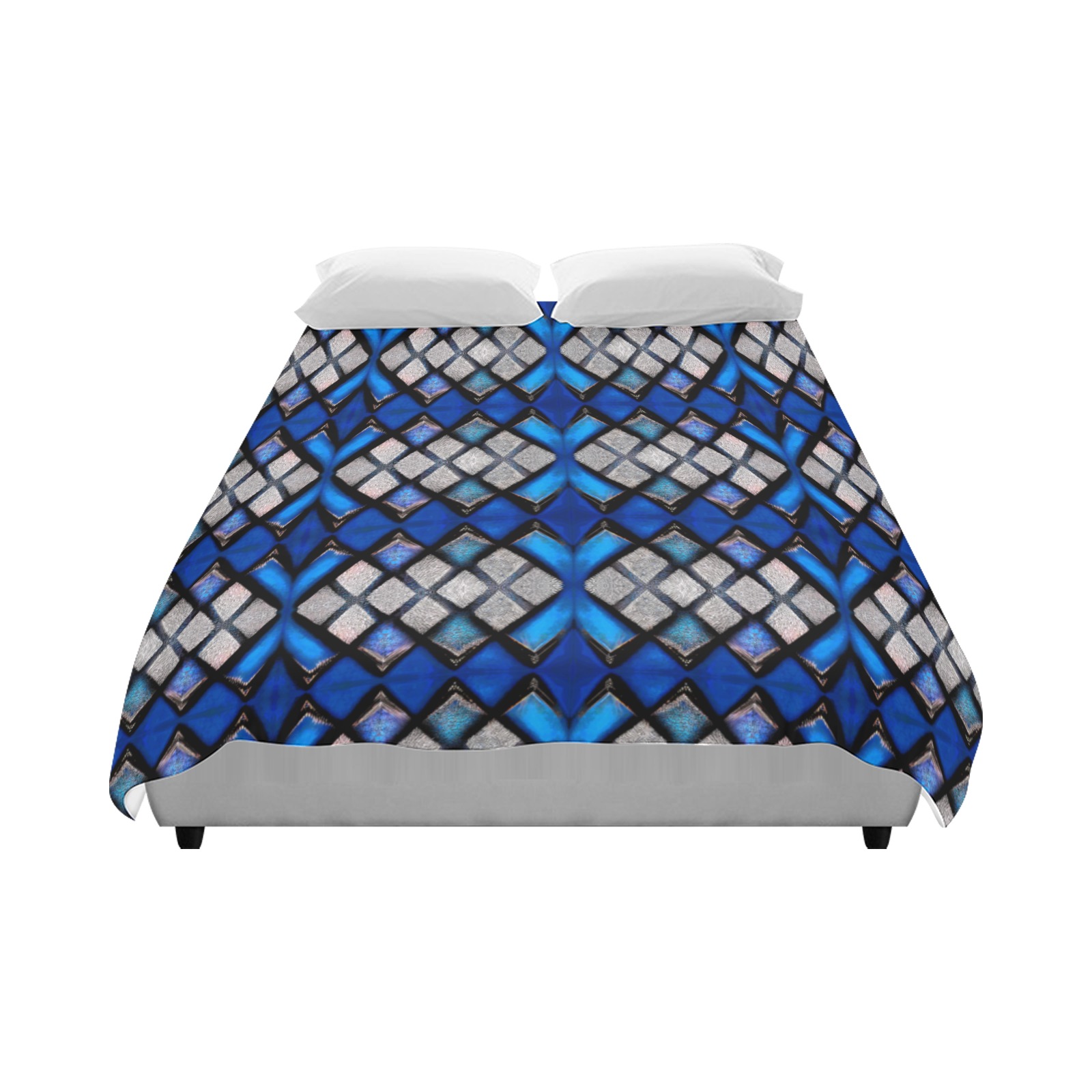blue and silver repeating pattern Duvet Cover 86"x70" ( All-over-print)