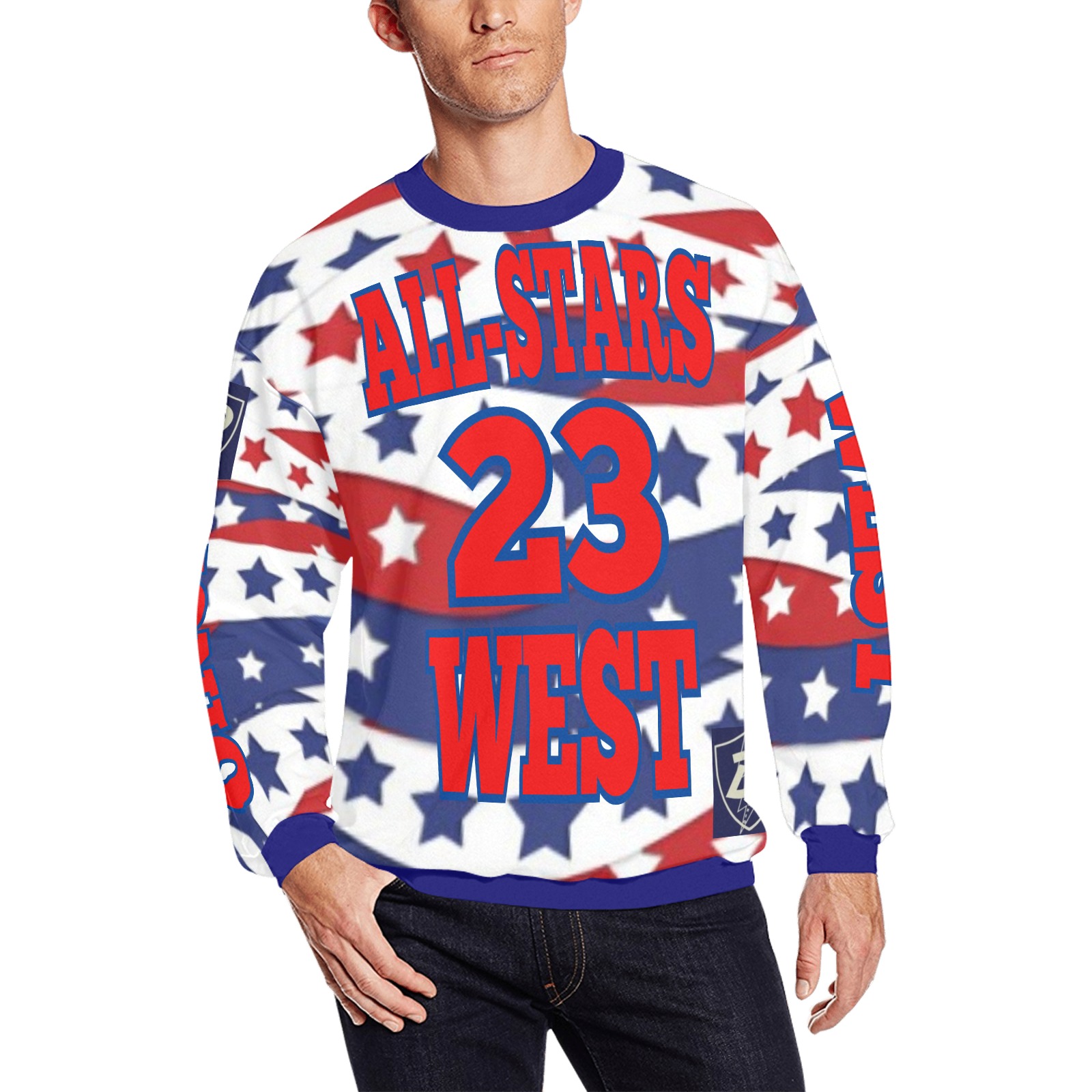 DIONIO Clothing - Men's All-Star Hockey Jersey (West) Men's Oversized Fleece Crew Sweatshirt (Model H18)