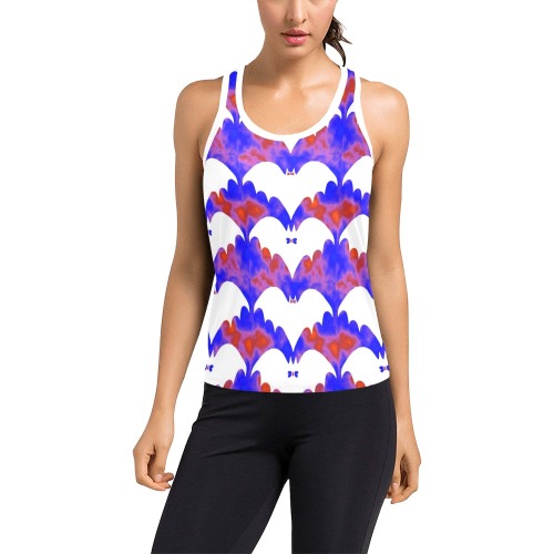 White Bats And Bows Red Blue Women's Racerback Tank Top (Model T60)