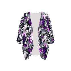 Floral zebras violet 03 Women's Kimono Chiffon Cover Ups (Model H51)