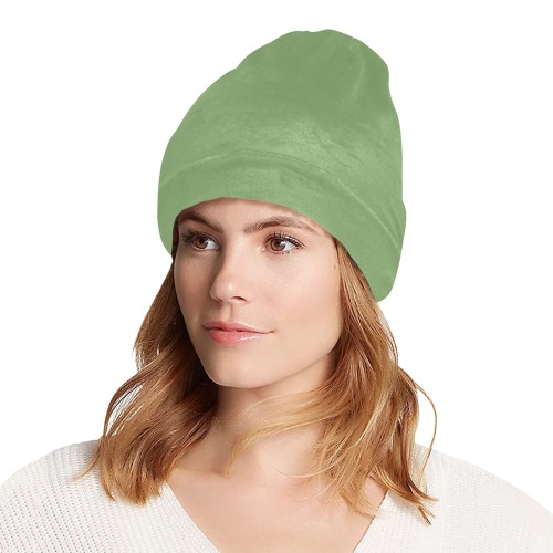 color asparagus All Over Print Beanie for Adults