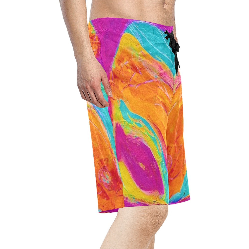 Pink Fish Collection Men's All Over Print Board Shorts (Model L16)