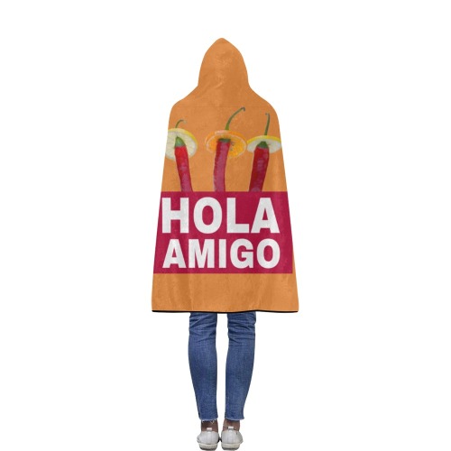 Hola Amigo Three Red Chili Peppers Friend Funny Flannel Hooded Blanket 40''x50''