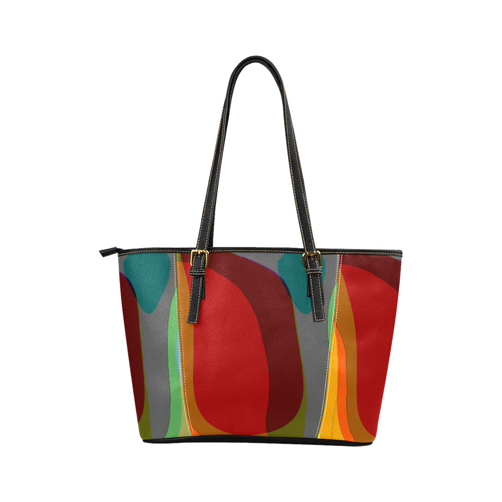 Colorful Abstract 118 Leather Tote Bag/Small (Model 1640)
