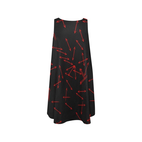 Arrows Every Direction Red Sleeveless A-Line Pocket Dress (Model D57)