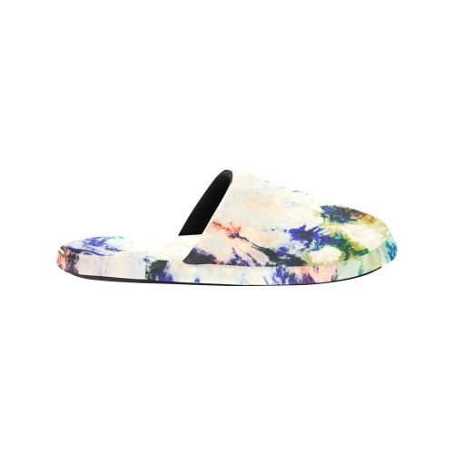 Modern watercolor colorful marbling Men's Cotton Slippers (Model 0601)