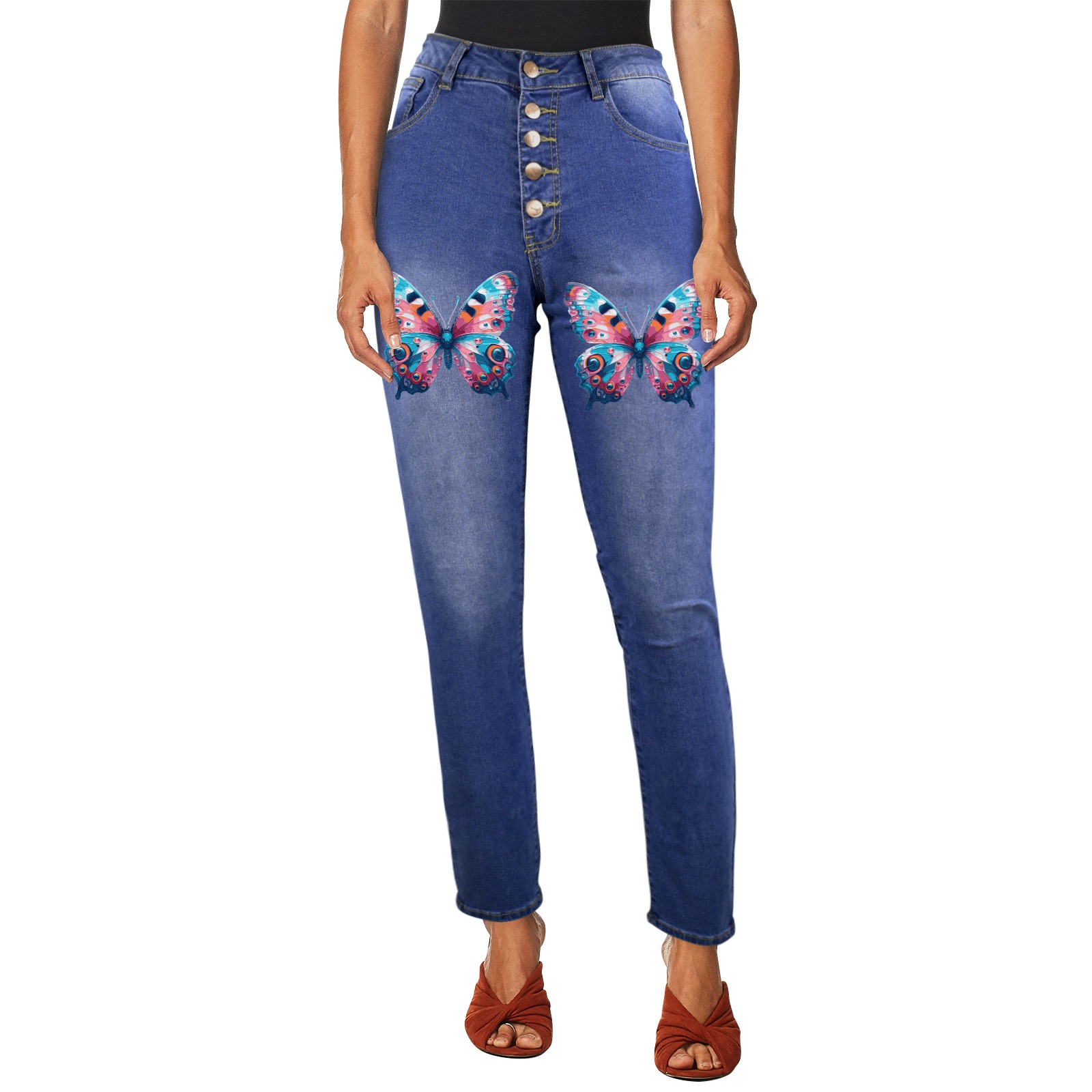 butterfly Women's Jeans (Front Printing)