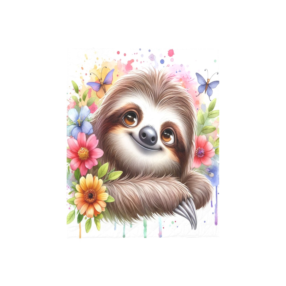 Watercolor Sloth 2 Quilt 40"x50"