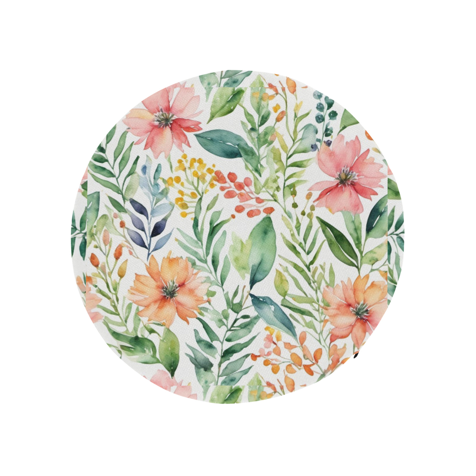 watercolor spring flowers pattern Round Seat Cushion