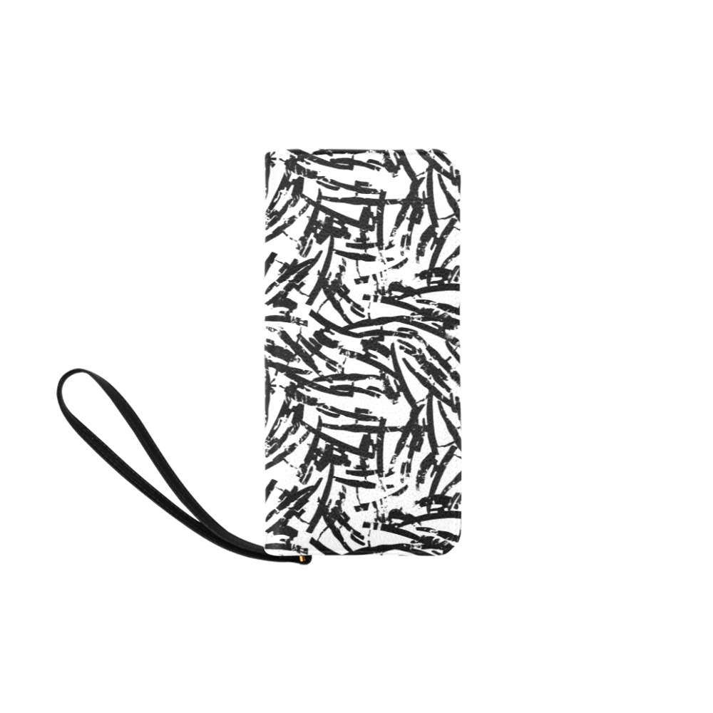 Brush Stroke Black and White Women's Clutch Purse (Model 1637)