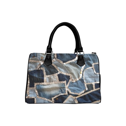 Sac Boston Denim Patchwork Boston Handbag (Model 1621)