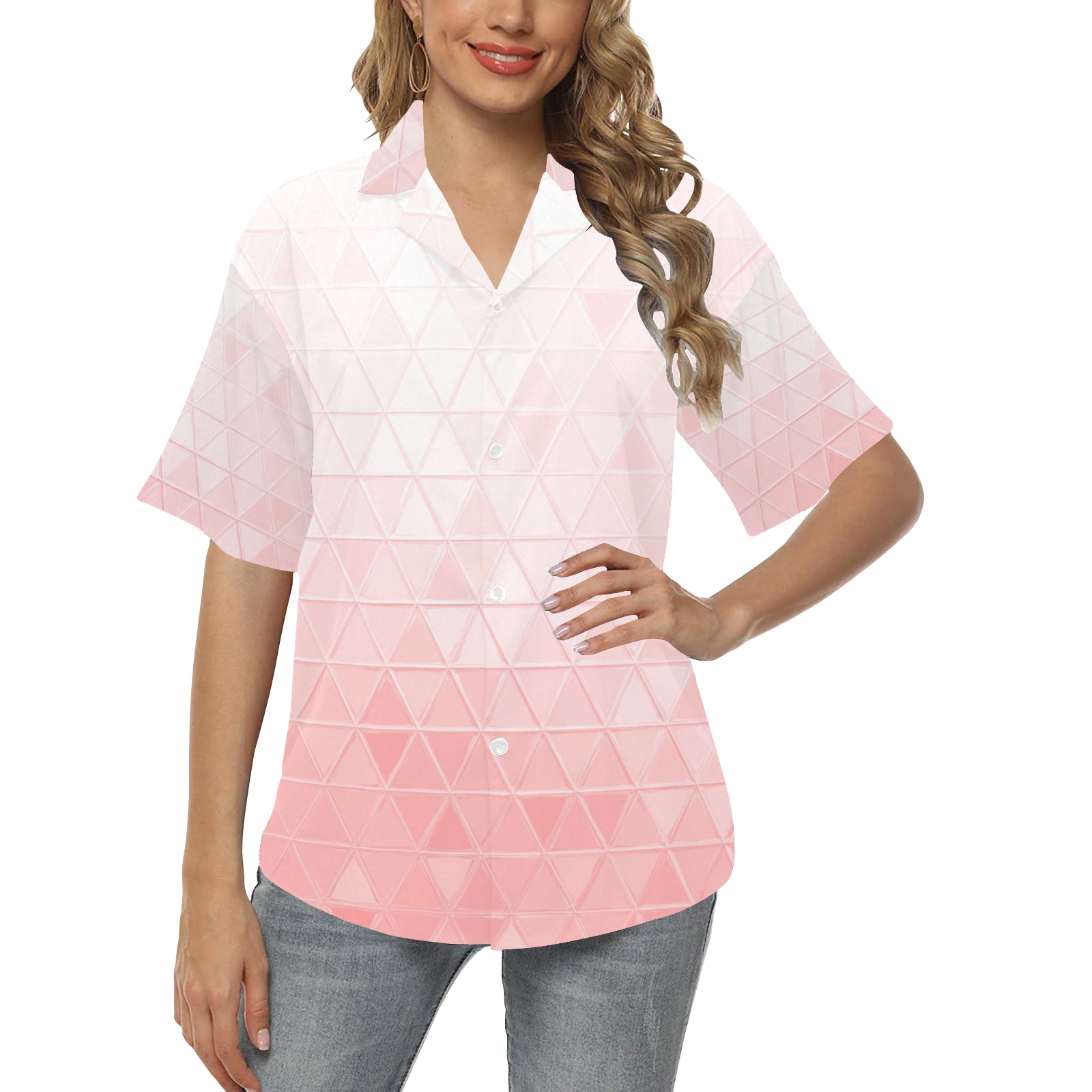 mosaic triangle 30 All Over Print Hawaiian Shirt for Women (Model T58)