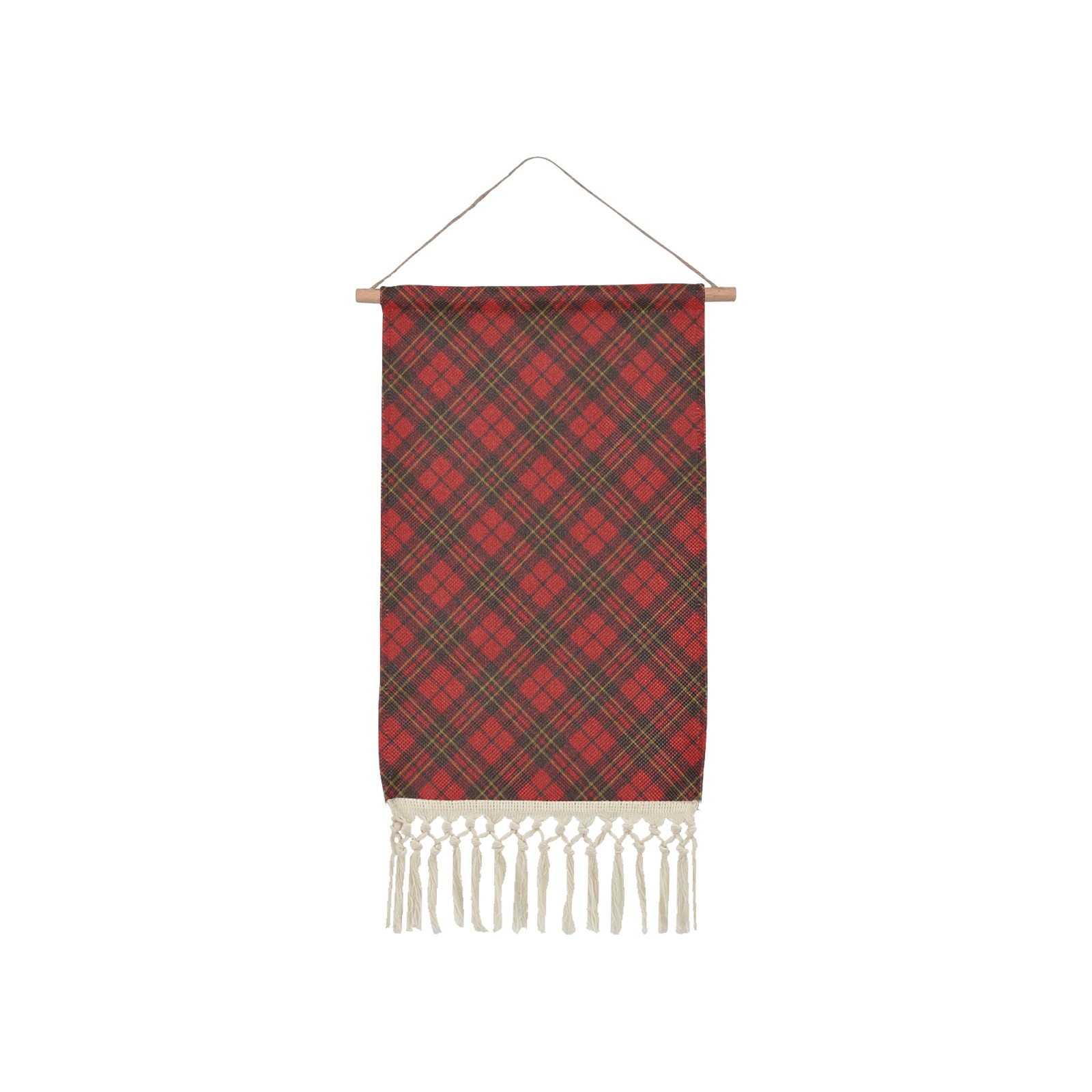 Red tartan plaid winter Christmas pattern holidays Linen Hanging Poster