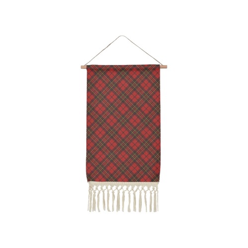 Red tartan plaid winter Christmas pattern holidays Linen Hanging Poster