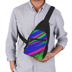 Diagonal Green Blue Purple And Black Abstract Art Chest Bag-Front Printing (Model 1719)