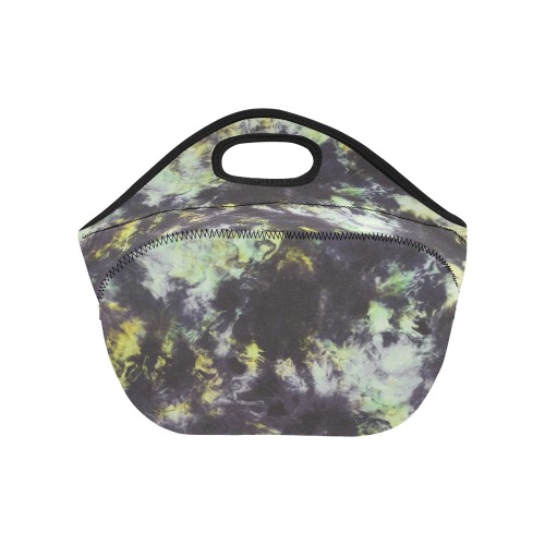 Green and black colorful marbling Neoprene Lunch Bag/Small (Model 1669)