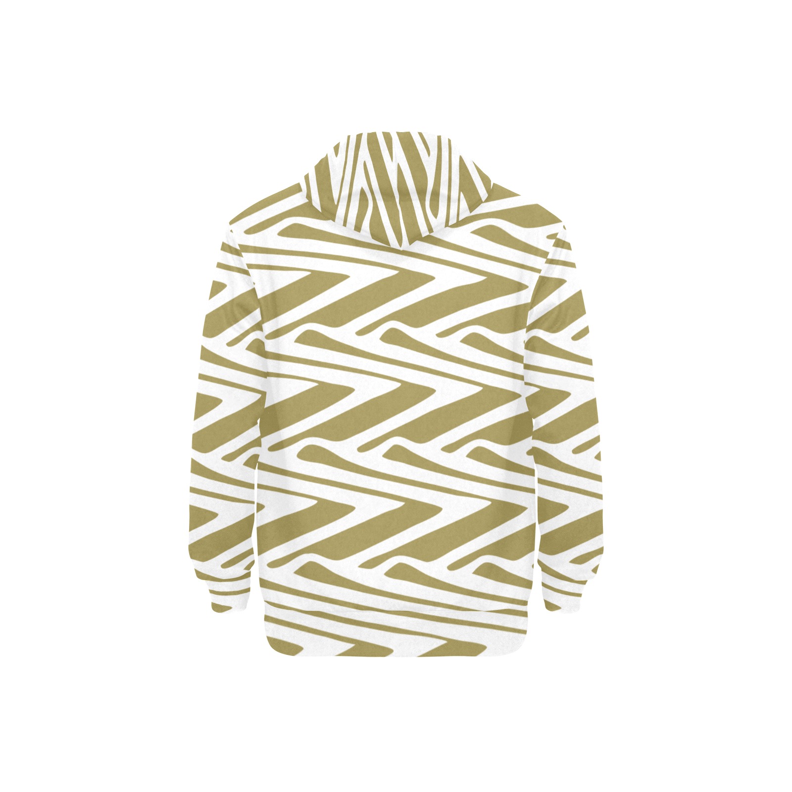 Bohemian geometrical white & beige Men's Long Sleeve Fleece Hoodie (Model H55)