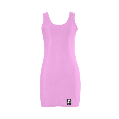 DIONIO Clothing - Women's Medea Vest Dress (Pink w/ Black Shield Logo) Medea Vest Dress (Model D06)