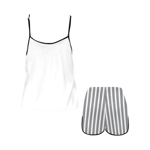 AAWay w Gray Stripes Women's Spaghetti Strap Short Pajama Set